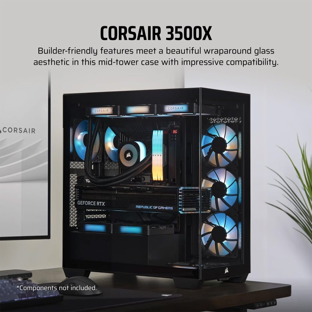 Vỏ máy tính Corsair 3500X Tempered Glass (Mid-Tower, Black) CC-9011276-WW - Ảnh 3